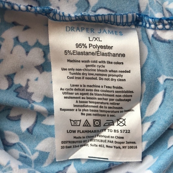 DRAPER JAMES Comfy Stretchy Blue White Floral Dress with Ruffle Hem, Size L/XL - Picture 10 of 10